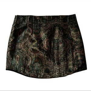 ZARA Velvet Floral Paisley Multicolor Boho Mini Skirt Size XL Preppy